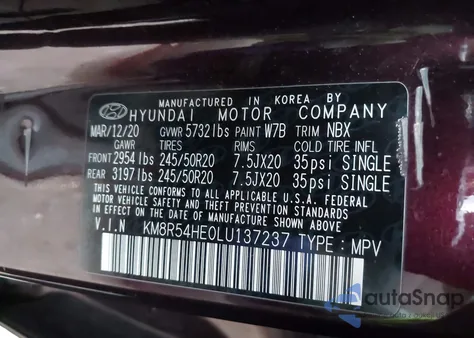 2020 Hyundai Palisade Limited from USA, damaged, VIN KM8R54HE0LU137237